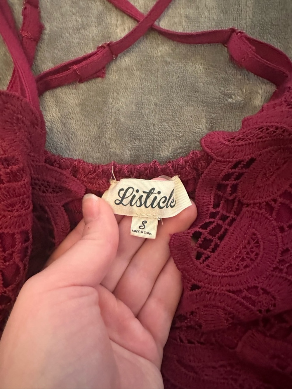 Listicle Raspberry Lace Layered Tank Top - Picture 3 of 4